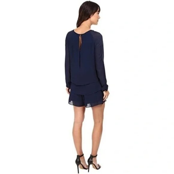 Nicole Miller - Small Flutter Romper (Navy) Women's Jumpsuit & Rompers O… - Picture 2 of 5